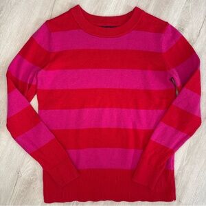 Women’s M GAP Crewneck Sweater Pink and Red Stripe Valentines Day Funky Colorful